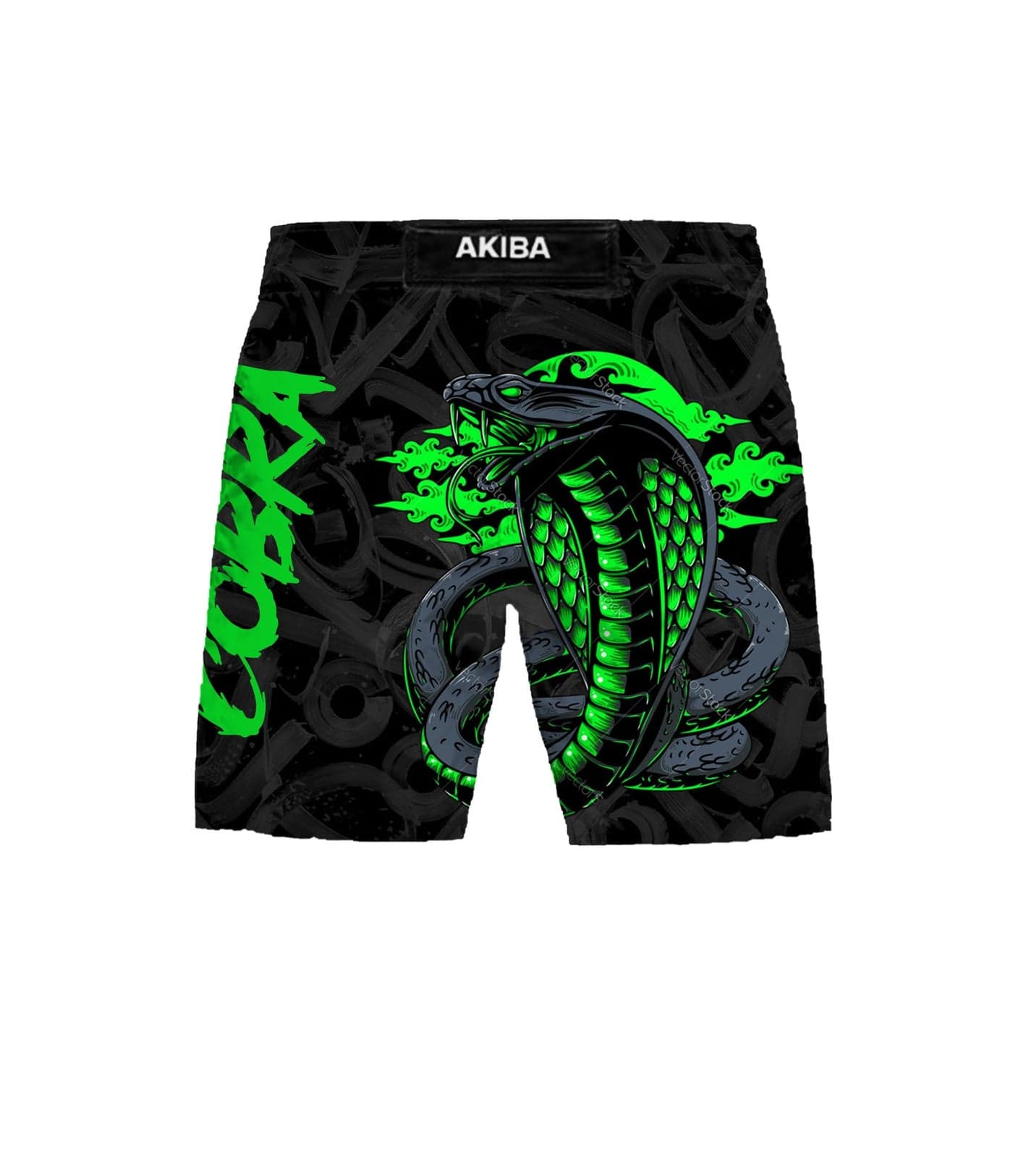 AKIBA Combat/MMA Sublimation Printing Shorts with Embroided Logo for Training & Kickboxing: Fighting Shorts for Martial Arts, Cage Fight, Muay Thai, BJJ, Boxing, and Grappling (in, Alpha, L) Green