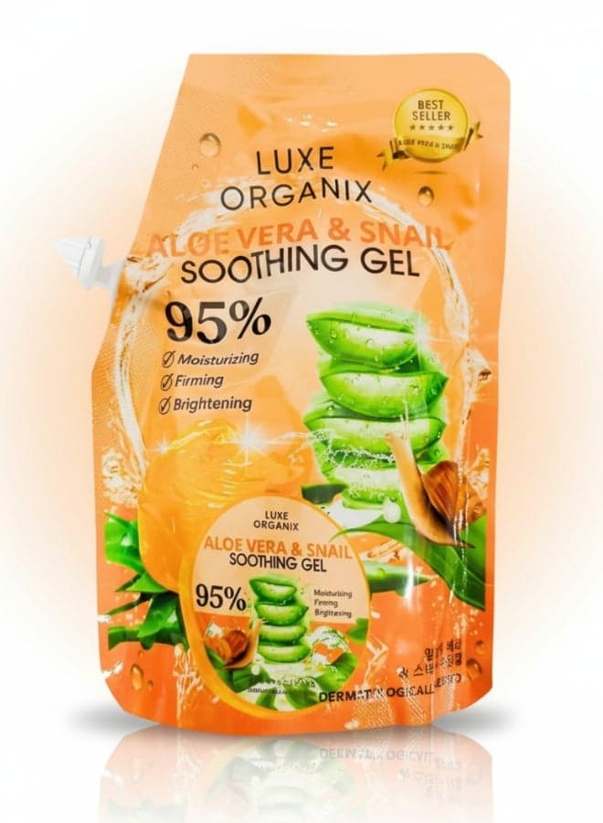 Aloe Vera and Snail Soothing Gel Hydrating Moisturizing Brightening for Face Body and Hair 100 ml