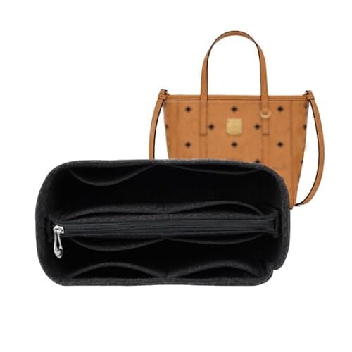 Lckaey purse insert for mcm tote tote bags felt insert organizer small bag organizer 3020black greyS