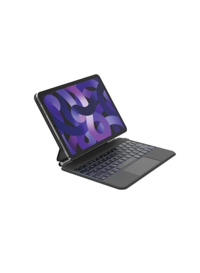 Pro Keyboard Case with Magnetic Stand, Backlit Bluetooth Keyboard, Multi-gesture Controls, Magnetic Storage for Apple Pencil, Leather case, Multimedia Keys for iPad Air 10.9" and iPad Pro 11" Black