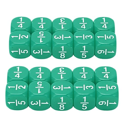 Kodrily Math Dice Set 20Pcs Fraction Dice Plastic Place Value Dice Math Fraction Dices Lightweight 6 Sided Multi Faceted Table Game Accessories 063 x 063 x 063in