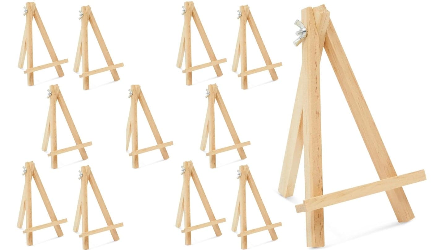 KRYTONE�4 Inch Natural Wooden Mini Easel Stand with Metal Screw Artist Wood Artist Triangle Cards Tripod Small for Display Tabletop Canvas for Painting Arts Crafts for Display Card Photo (10)