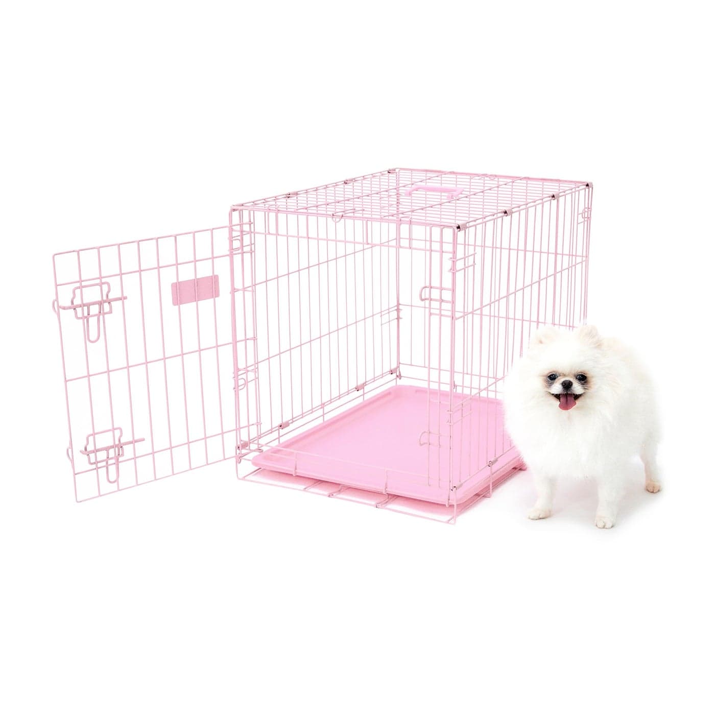 Carlson Pink Secure and Compact Single Door Metal Dog Crate Small
