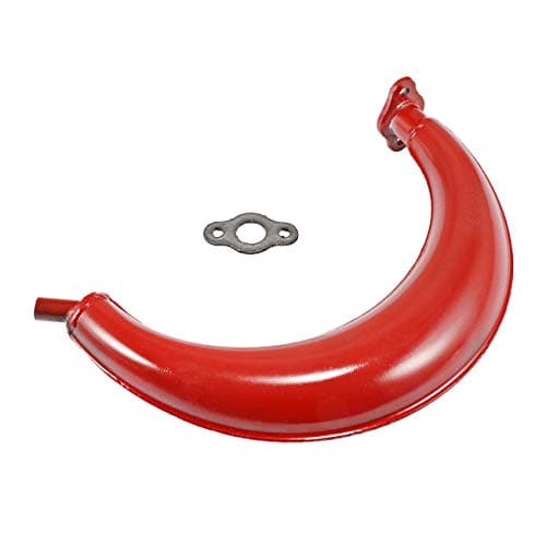 HGC 40mm Half Moon Silencer Muffler Exhaust Black For 49cc 60cc 66cc 80cc 2-Stroke Engine Motor Motorized Bicycle Bike (Red)
