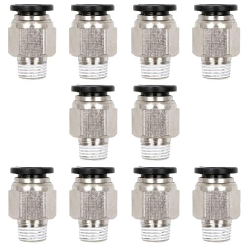 Beduan Push to Connect Fitting, 3/8" Tube OD x 1/2" NPT Thread Male Straight Pneumatic Air Fitting (Pack of 10)