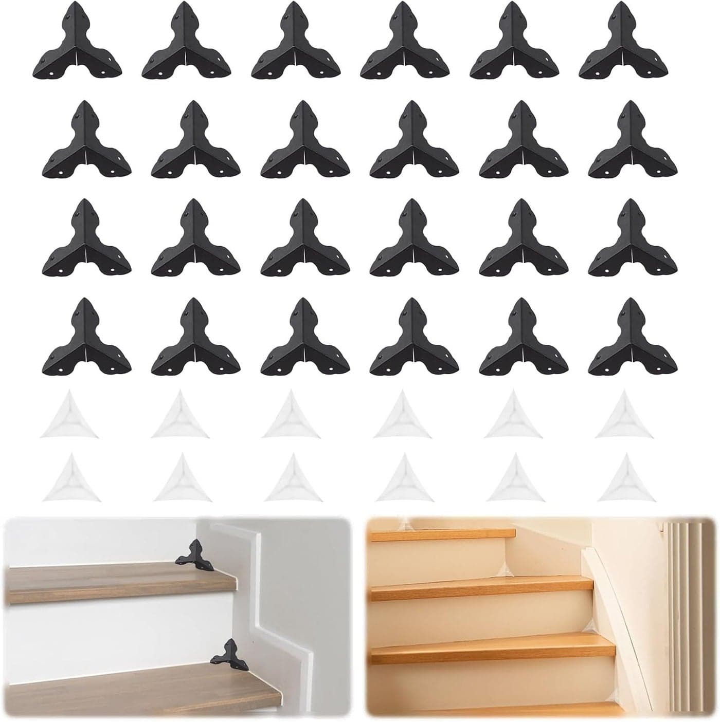 MOROBOR Stair Dust Inner Corners48pcs Decorative Corner Stair Corner Dust Guards Decorative Cover Pad Metal Furniture Guard Edge for Cabinet Drawer Desk Jewelry BoxBlack