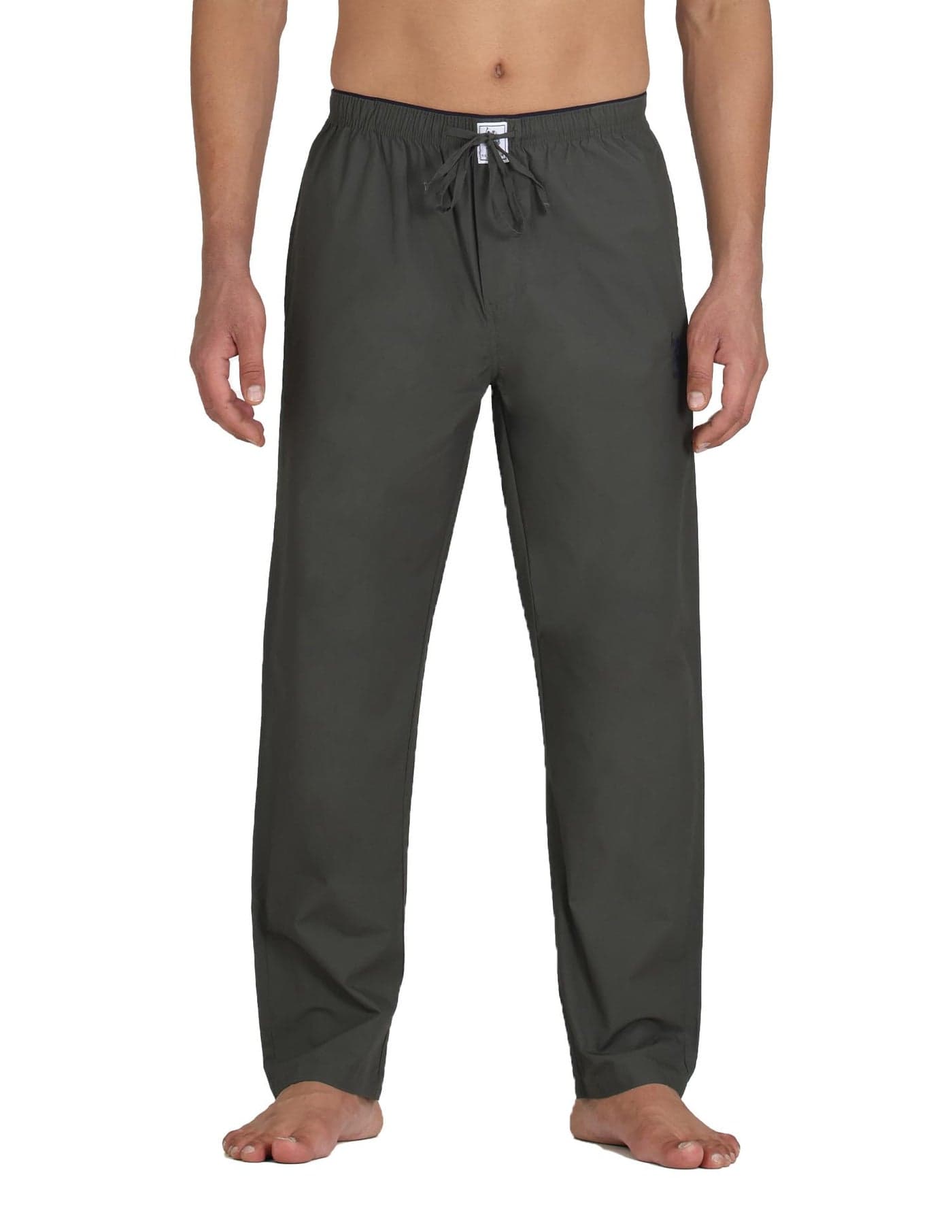 U.S. POLO ASSN. Men Comfort Fit Solid Cotton I690 Lounge Mid Rise Pants - Pack of 1 (Olive M), Medium