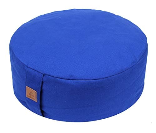 FelizMax Zafu Buckwheat Meditation Cushion,D=33cm/41cm H=14cm,Round Zabuton Meditation Pillow,Yoga Bolster Kneeling Pillow Premium Yoga Pillow Sitting on Floor Zippered Cotton Cover-33cm, Blue