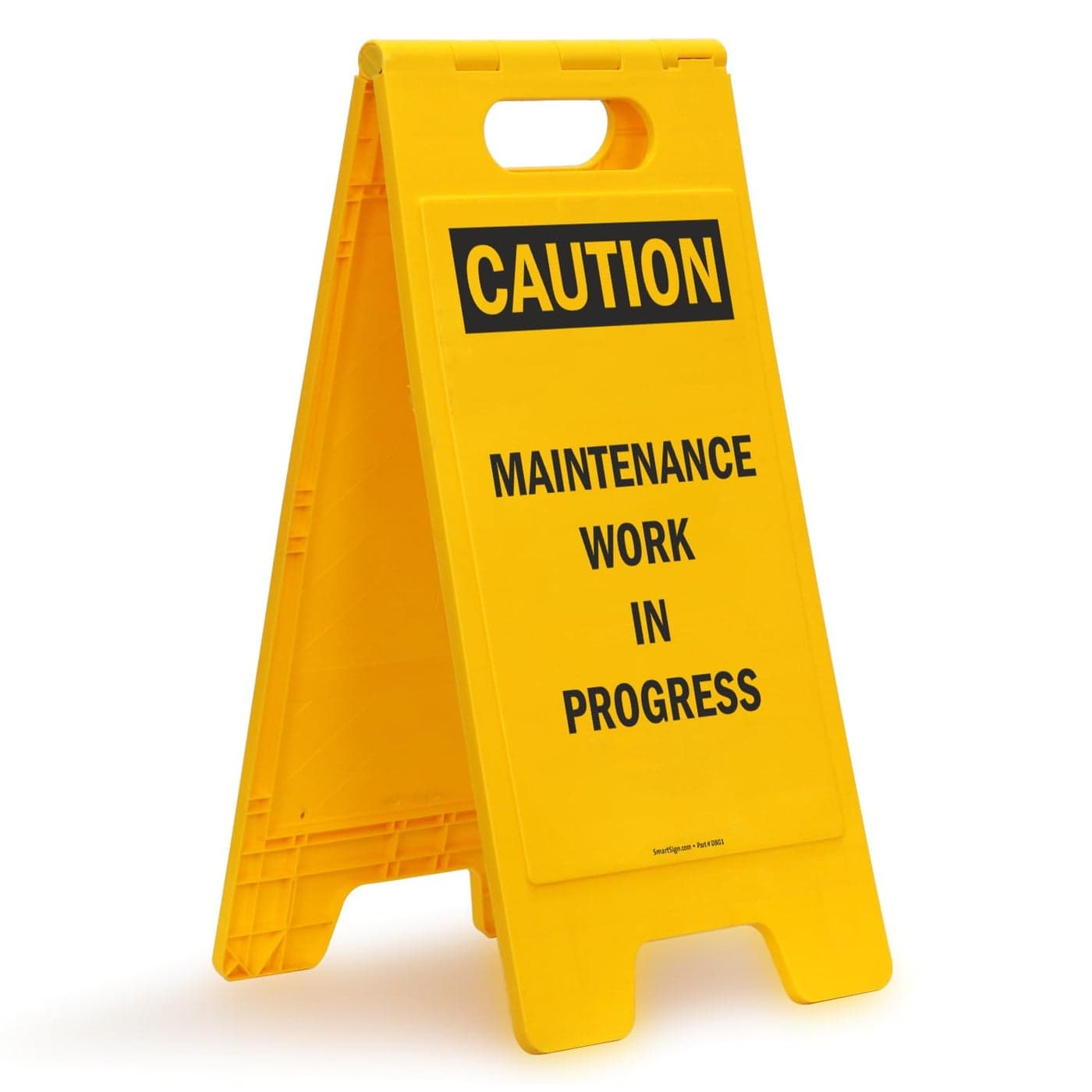 SmartSign 25 x 12 inch Caution Maintenance Work In Progress TwoSided Folding Floor Sign Digitally Printed Polypropylene Plastic Black and Yellow