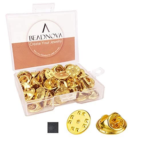 BEADNOVA 50PCS Butterfly Clutch Metal Pin Backs Pin Backings for Lapel Pinbacks Pinbacking Clips (Gold, 50 pcs)