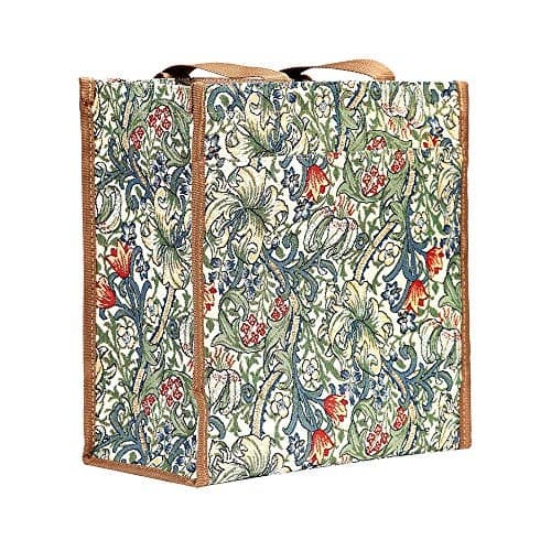 Signare Tapestry Shoulder Bag Shopping Bag for Women with Golden Lily Design (SHOP-GLILY)