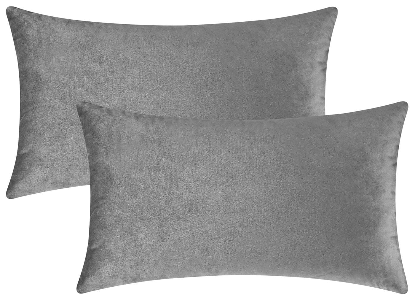 Mixhug Set of 2 Cozy Velvet Rectangle Decorative Throw Pillow Covers for Couch and Bed Grey 12 x 20 Inches