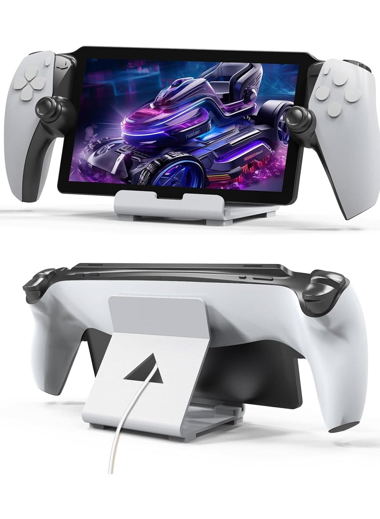 Metal Stand designed for PlayStation Portal,Super Sturdy Gaming Accessories Holder Stand Compatible with Switch,PS Handheld Console and Mobile Phones (White)