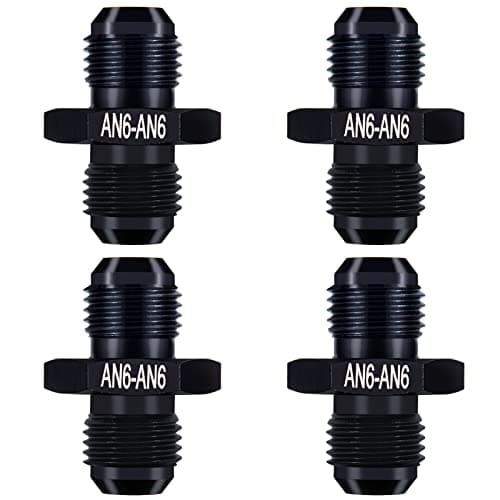 CNRAQR 6AN Male to 6AN Male Fuel Hose Fitting Adapter Straight Flare Coupler Aluminum Black 4Pcs