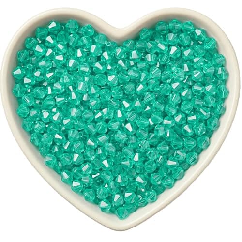 INDIKONB Bicone Acrylic Plastic Crystal-Like Beads | Small 4mm for Bracelet & Necklace Making | 2400 Beads | Pack of 70g | for DIY Jewelry & Craft Projects (Aqua)