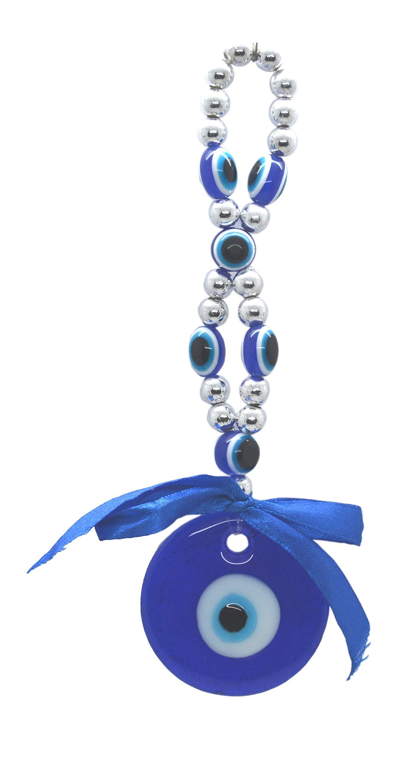 Saubhagya Global Fengshui Set of 1 Blue Turkish Seven Evil Eye Hanging for Car & Door/Office, Medium Size, Height-19cm