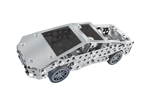 286PCS Metal Car Building Kit DIY Futuristic Model Vehicle for Kids Adults STEM Construction Toy Educational Assembly Set Silver Car 75 x 28 x 2 in