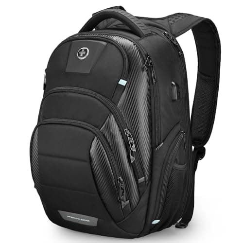 Swissdigital Design Men's 17 Inch Laptop Backpack with Apple Find My Network and USB Charging Port, Large Capacity Business Travel Backpack for College and Business | SD1643FB-01