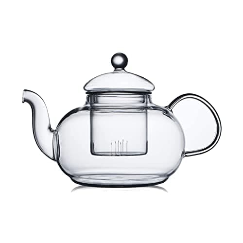 CNGLASS Glass Teapot Stovetop SafeClear Teapot with Removable Infuser 203 ozLoose Leaf and Blooming Tea Maker