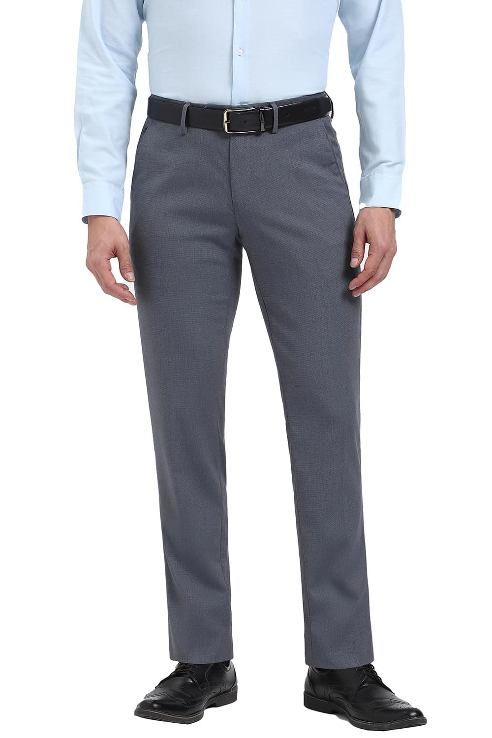 Peter England Men's Mid Rise Slim Work Utility Pants (PETFWNSP599600_Grey, 32)