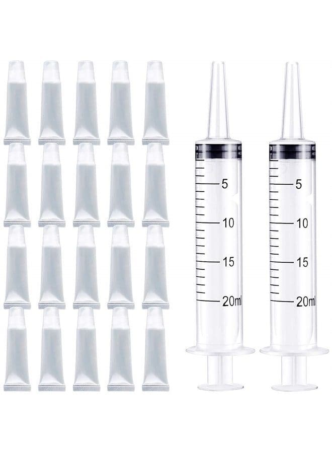 20Pcs Empty Refillable 10ml Mini Clear Lip Gloss Balm Cosmetic Containers With Syringe for DIY Lip Gloss