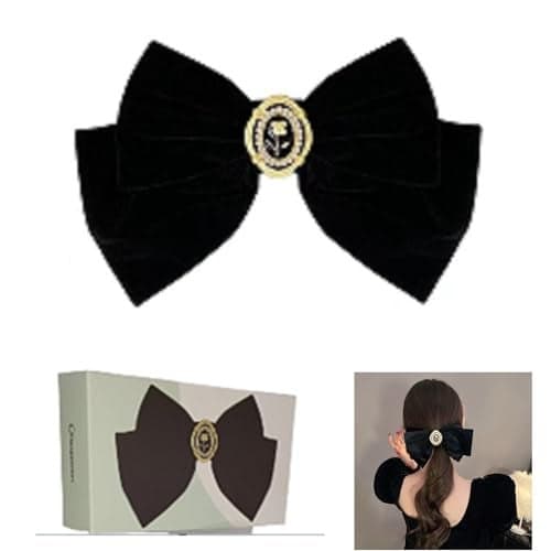 Elegant Black Hair Bows and Clips for Women Luxury Feminine Design 2025 xiangwenlan Black Elegant Big Bows and rose hair accessory Hair Ornaments with Luxury Feminine Design girls hair bows