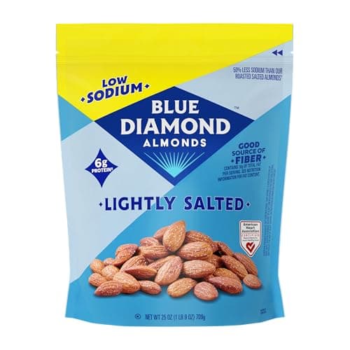 Blue Diamond Almonds Low Sodium Lightly Salted Snack Nuts PlantBased Protein and Fiber Salty Snacks Great for Holidays Parties Events Lunch Pantry Staple 25 Oz Resealable Bag Pack of 1
