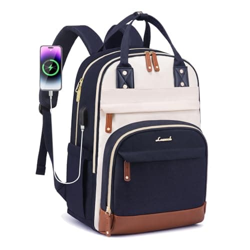 LOVEVOOK Backpack for Women,Laptop Backpack Women,Fits 15.6 Inch Laptop Bag,School Backpacks,Fashion Travel Work Anti-theft Bag,Waterproof Business Computer College Backpack Purse,Beige-Blue-Brown