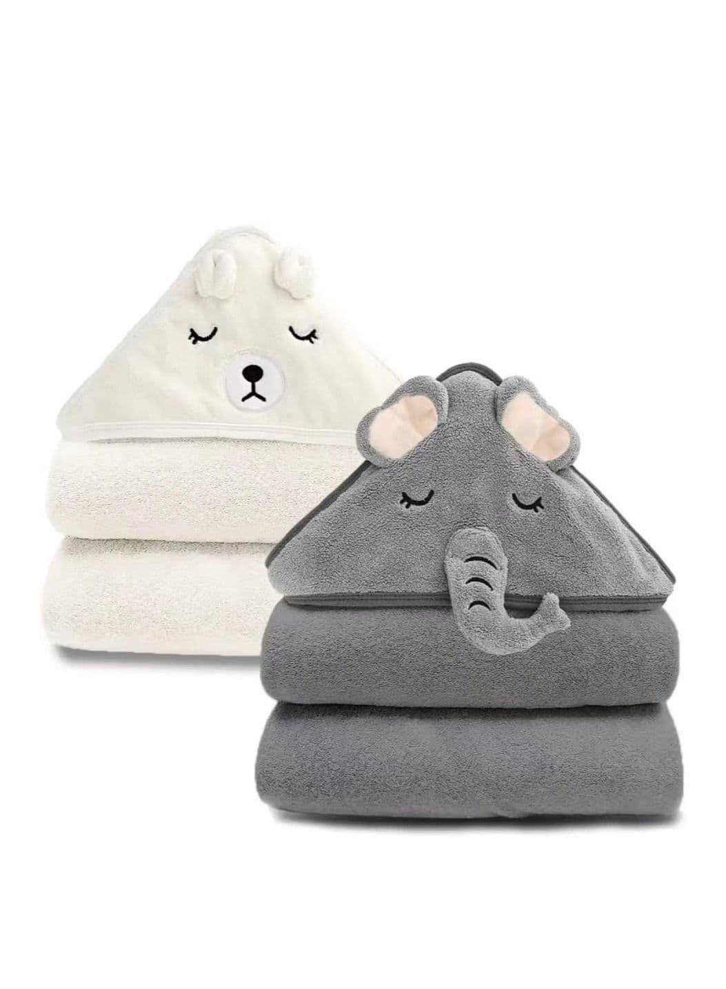 2 Pack Bamboo Hooded Baby Towel Organic Bath for Toddler Soft and Super Absorbent Washcloth Machine Washable Keeps Your Warm Cosy