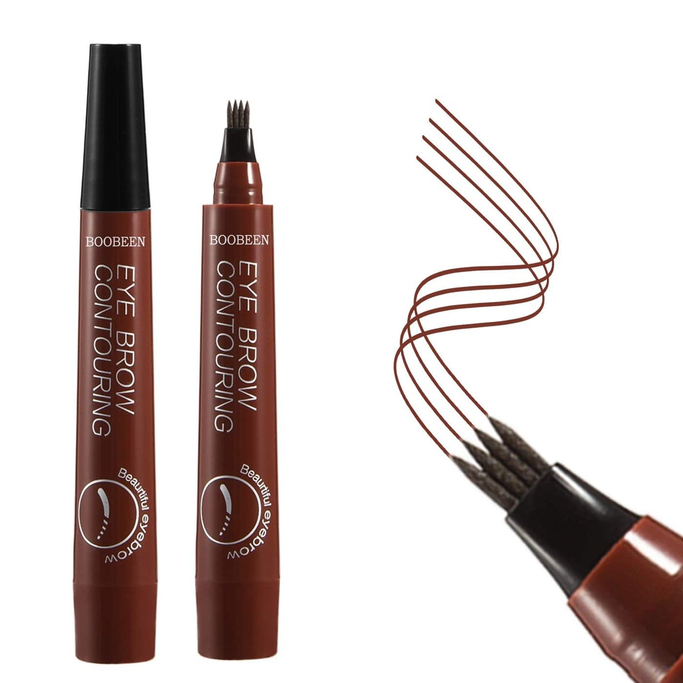 Boobeen Waterproof Eyebrow Pen Microblading Eyebrow Pencil with a MicroFork Tip Applicator Creates Natural Looking Brows Makeup Effortlessly