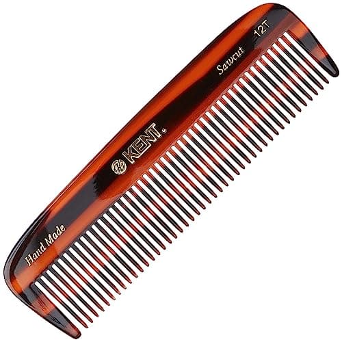 Kent 12T Wide Tooth Detangling Comb 55 Handmade Pocket Comb for Thick Curly and Wavy Hair Large Tooth Grooming Comb for Hair Beard and Mustache SawCut and Hand Polished