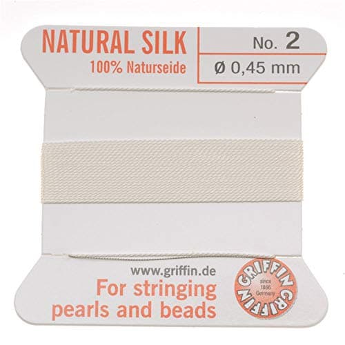 Griffin Beading Silk Cord Needle White Size 2