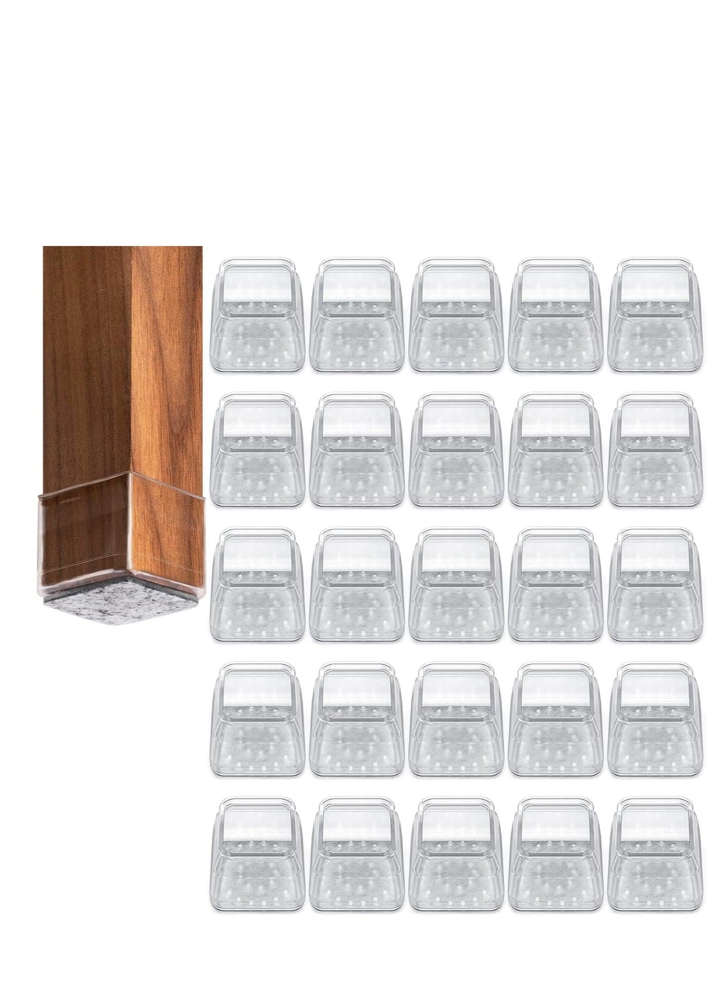 Chair Leg Floor Protectors Furniture Pads Square for Hardwood Floors Furniture Sliders for Chair Legs Rectangle Floor Protectors for Chairs Silicone Chair Leg Caps Cover 25pcs