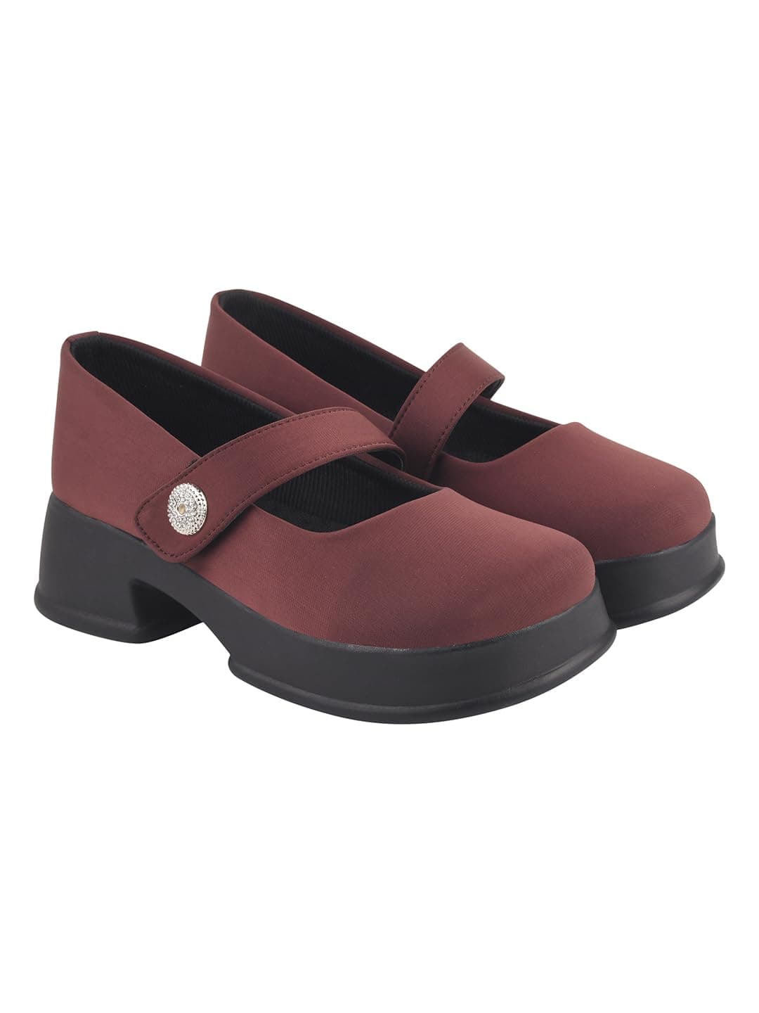 Shoetopia Stylish Brown Marry-janes For Women & Girls /EU40