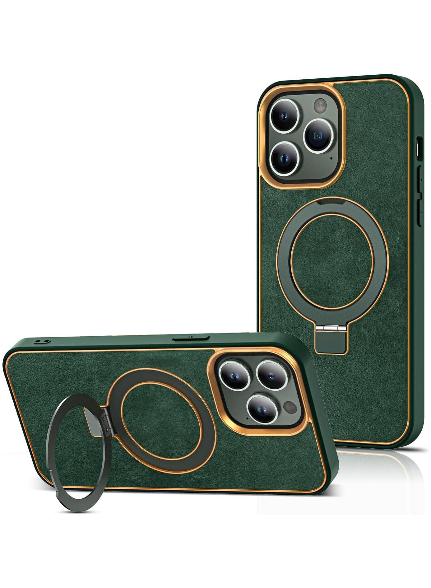 Magnetic Phone Case Suitable for iPhone 12 Pro Max with Stand Function Green Cover Shell