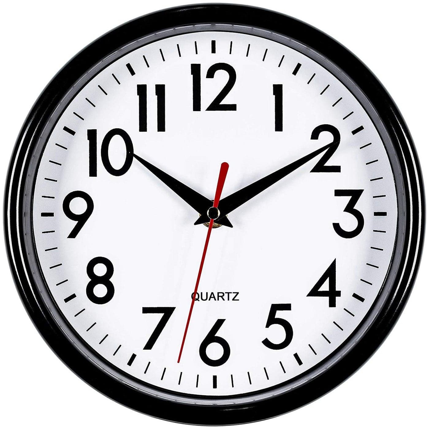 Bernhard Products Black Wall Clock 8 Silent NonTicking Quality Quartz Battery Operated Small Clock for HomeOfficeKitchenClassroomBedroom Easy to Read