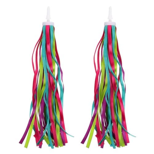 BESPORTBLE 1 Pair Kids Bike Handlebar Streamers Ribbons Bicycle Grips Tassels for Children Baby Carrier Accessories - Colorful