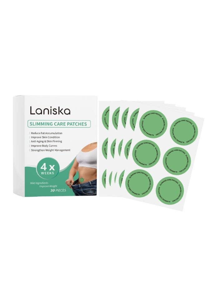 Laniska Slimming Care Patches, 30 Count (4 Weeks Supply), Mild Ingredients for Skin-Friendly Comfort, Supports Fat Reduction, Skin Firming & Weight Management