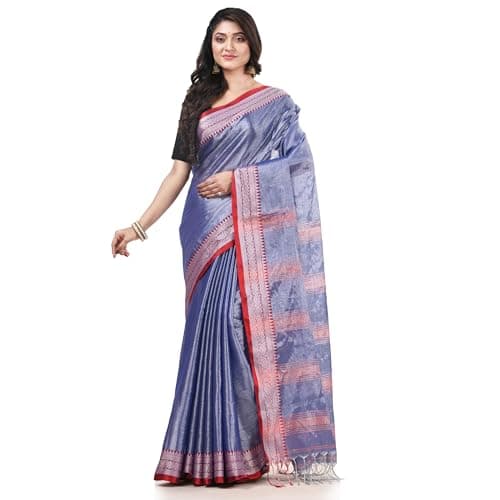 dB DESH BIDESH Women’s Handloom Pure Soft Tissue Saree With Banarasi Weaving Zari Border Chiffon georgette Saree For Party, Wedding, And Festivals, gold saree for Women New, Sari Latest, Saree