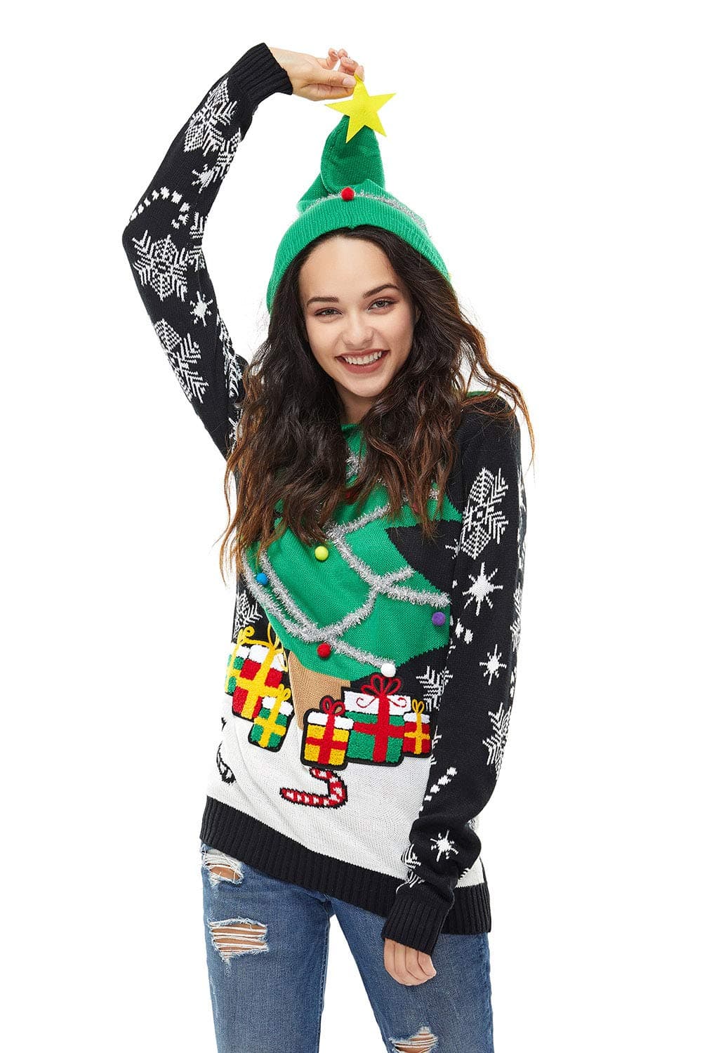 Women Ugly Christmas Hoodie for Adult Men`s Unisex Xmas Hooded Sweater Pullover for Party Festive A Season Star was Born XX-Large
