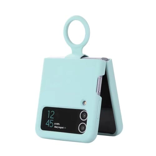 Valente Premium Silicone Case Cover with Ring for Galaxy Z Flip 4 (Sea Green)