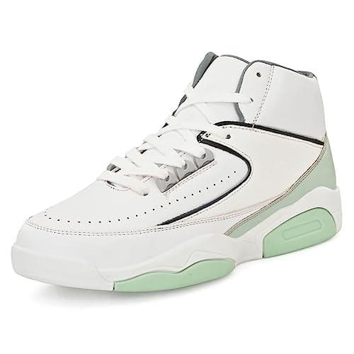 Cruiser Men's White High-Neck Sneakers | Lightweight & Comfortable | Ideal for Walking, Gym, and Casual Wear, 8 UK
