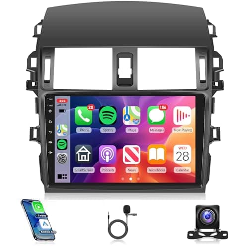 2G+64G Car Radio Carplay for Toyota Corolla 2009 2010 2011 2012 2013, Rimoody Android Car Stereo Android auto GPS WiFi 9’’ Touch Screen BT/FM HiFi Mirror Link RCA USB SWC Backup Camera
