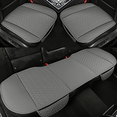 West Llama Full Set Car Seat Covers for Front and Rear Bottom Seats Only, Luxury PU Leather Car Seat Pads Protectors Waterproof and Wear-Resistant,Gray