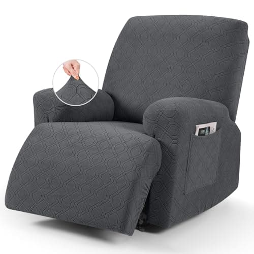VANSOFY Recliner Chair Covers, 3-Pieces Stretch Recliner Covers for Recliner Chair Soft Reclining Chair Slipcover Furniture Protector for Dogs Cats(Charcoal Gray)