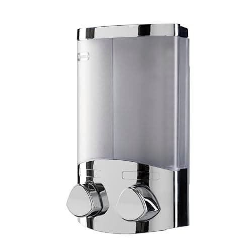 Croydex Wall Mounted Soap Dispenser Eliminates Shower Clutter Easy to Refill and Has a PreMeasured Pump for Your Shower Gel Shampoo and Conditioner Mount On Corner or Flat Wall Chrome 2x320ml