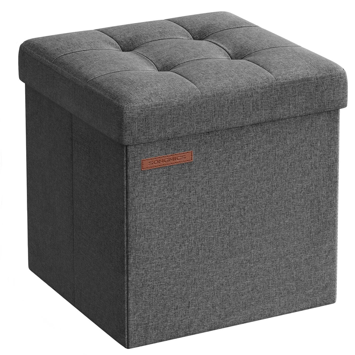 SONGMICS Storage Ottoman Storage Bench Footrest Bed End Stool for Living Room Bedroom 30 x 30 x 30 cm Dark Grey LSF028G20