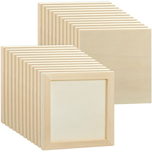 Kathfly 24 Pcs 6x6 Wood Panel Boards Unfinished Wood Canvas Panels for Painting Crafts DIY Drawing Pouring Art Projects