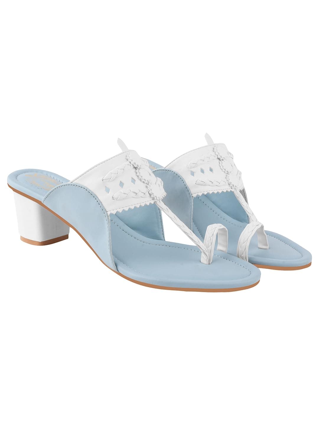 Shoetopia Women Blue Sandal Block Heel Comfortable Toe Ring Slip-On Ethnic Casual Daily Footwear EU40
