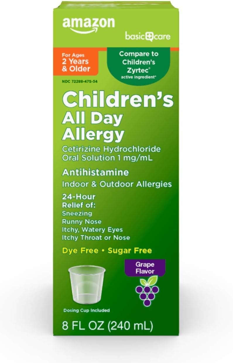 Care 24 Hour Allergy Relief for Children Cetirizine Hydrochloride Oral Solution 1 mgmL Grape Flavor Dye Free 8 fl oz Pack of 1